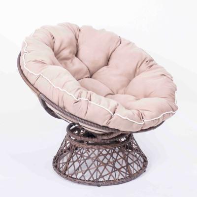 China Modern Rattan Swivel Chair With Puffy Chair Outdoor Use Sofa Lounge Patio Cushion Spinning Chair for sale