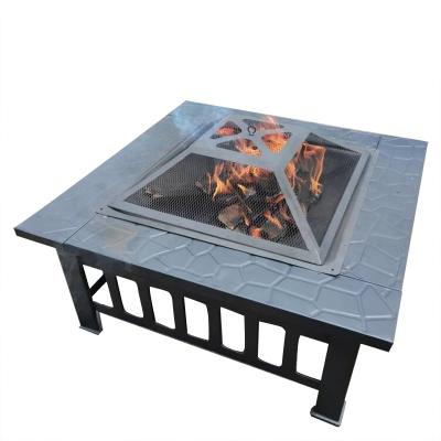 China Easily Assembled Fire Pit with BBQ Grill Shelf Garden Patio Heater BBQ Ice Pit with Waterproof Cover for sale