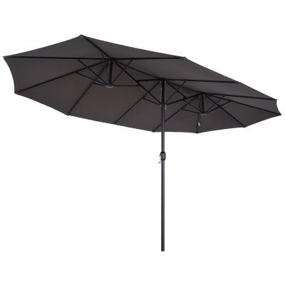 China Modern Outdoor Aluminum Umbrella Market Patio Double Side Rectangular Umbrella With Crank And Base for sale