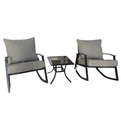 China Ourdoor And Indoor Reclining Outdoor Steel Patio 3pc Rocker Chat Set for sale