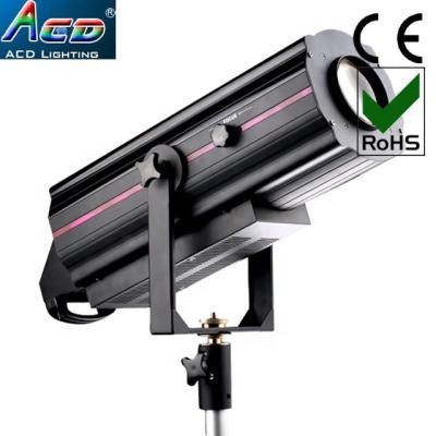 China High power 300w CRI>90 LED cool white dmx 512 control change color stage follow spot effect dj light include tripod for sale