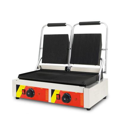 China Hotels Double Head Panini Machine Sandwich Press Machine Groove Panini Machine for sale