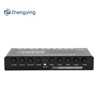 China AUX input. Car Equalizer 5 Segment Equalizer Car EQ Crossover Amplifier Audio Tuner 18*11*3cm for sale