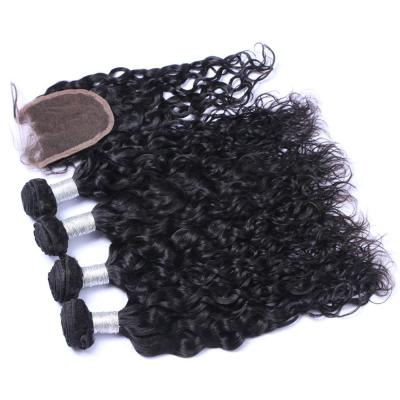 China Remy Human Hair Human Hair Loose Wave Bundles With Closure Brazilian Remy Human Hair Bundles Closure Natural Black for sale