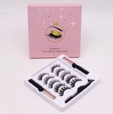 China Wholesale High Effect 3D Magnetic Eyelashes 2021 New Tier Synthetic False Eyelashes With Eyeliner for sale