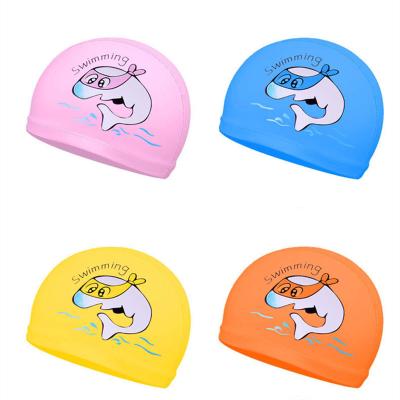 China Fashion Colorful Logo Printed Swimming Cap Promotional Gift Custom Silicone Waterproof Swim Hats For Adult Kids for sale