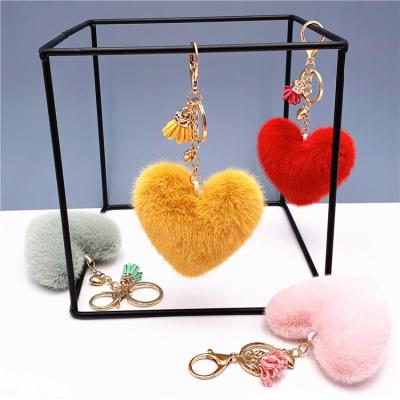 China Soft Hand Feeling Cute Heart With Key Ring Custom Design Any Shape Key Ring Plush Key Chain for sale