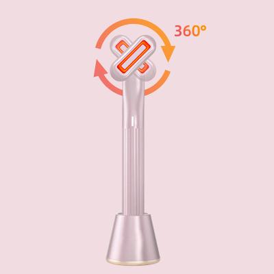 China Skin Rejuvenation Beauty Instrument Massage Device LED Red Light Heat Applicator EMS Microcurrent Rotary Vibrator for sale