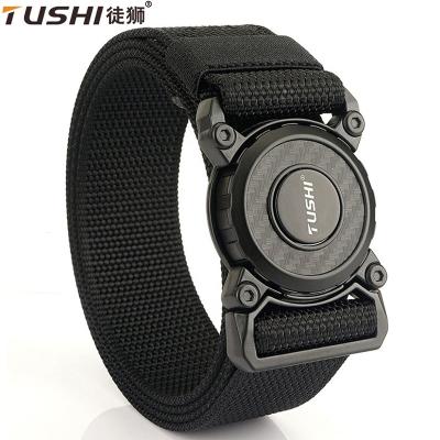 China ALLOY TUSHI Wholesale Quick Release Buckle Metal Buckle Combat Waist Men Elapid Nylon Belt Canvas Fabric Tactical Belt Custom Factory for sale