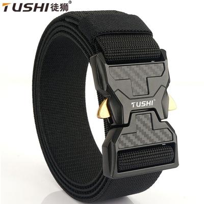 China ALLOY TUSHI Wholesale Thickened Quick Release Buckle Metal Buckle Nylon Belt Light Weight Training Canvas Tactical belt Custom Factory for sale