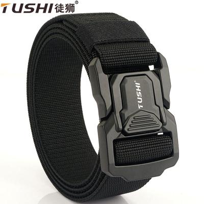 China ALLOY TUSHI Combat Belt Multi Functional Nylon Belt Canvas Fabric Thickened Double Layer Aluminum Alloy Buckle Tactical Belt Custom for sale