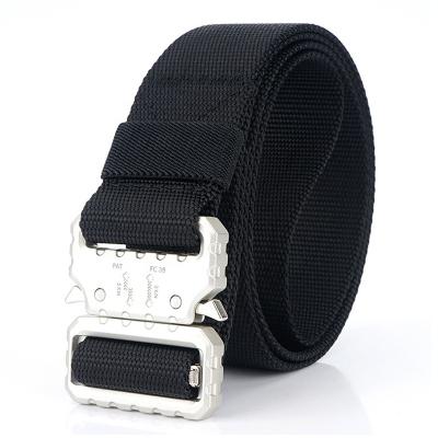 China ALLOY TUSHI New Zinc Alloy Tactical Buckle Elastic Woven Belt Men's Casual Belt Can Be Customized Logo Tactical Combat Belt for sale