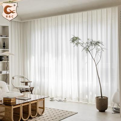 China Hot Selling Blackout Luxury White Pearl Sheer Curtain For Living Room With Hook for sale