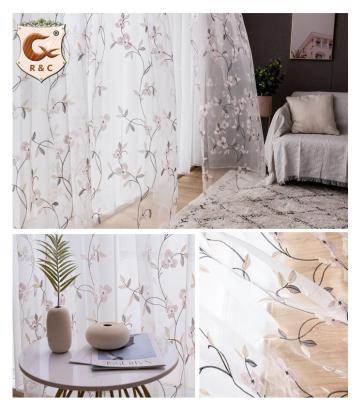 China Blackout window living room new in American rural transparent flowers balcony bedroom curtain screen curtain screen pure embroidery for sale