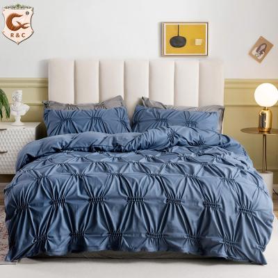 China Luxury Disposable Comforter Covers With Pillowcases 100% Polyester Blue Color Cozy Bedding Set for sale