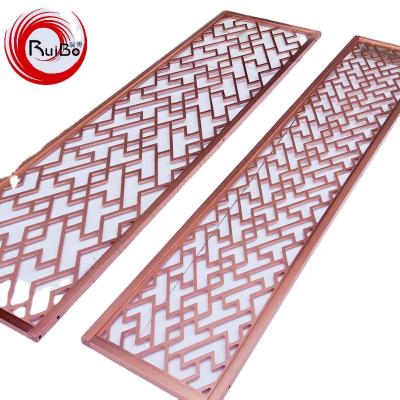 China Customized Easy Installment Mounted Gold Stainless Steel Decorative Laser Cut Room Divider for sale