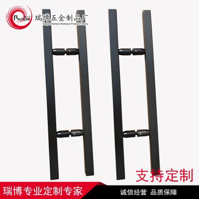 China Modern High Quality Stainless Steel Black Solid Leg Glass Tube Thick Square Door Handle for sale