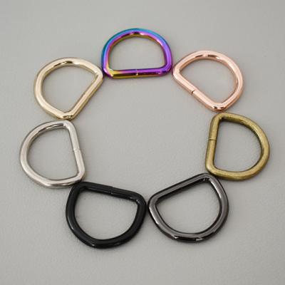 China Factory Supply Stocked Custom Size Color 25mm Strong Rings Iron D Ring Bag Clothes Pet Collar Metal Accessory for sale