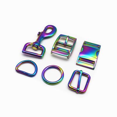 China Wholesale Viable Durable Metal Hardware Rainbow Buckle Dog Side Release Buckle For Making Pet Collar for sale