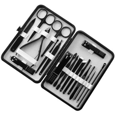 China Wellflyer MS-701 Stainless Steel Nail Clippers Set Home Black 7 10 12 15 18 Pieces Nail Clipper Pedicure Sets for sale