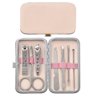 China Wellflyer MS-008-27 Pink Stainless Steel Nail Clippers Set 7 12 Pieces Nail Art and Manicure Tool Kit for sale