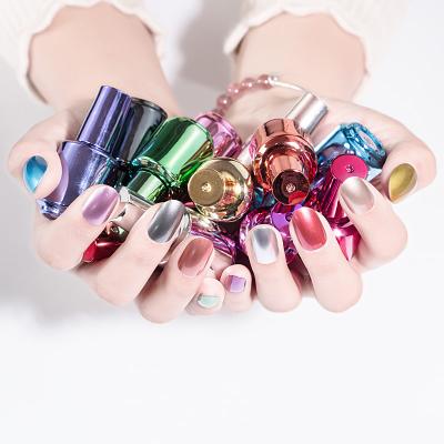 China New Colorful Mirror Metallic Effect Specular Nail Polish Not Peeling Mirror Metallic Effect Long Lasting Nail Enamel for sale