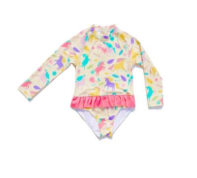 China Unicorn Pattern Summer Colorful Breathable Anti-UV Water Sport Surfing Tank Top Fabric Kid Little Girl Stretch Swimwear for sale