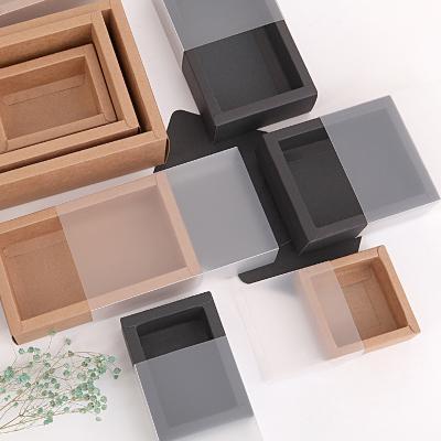 China Recyclable Facoty Kraft Drawer Stock Boxes With Clear PVC Windows Packaging For Soap for sale