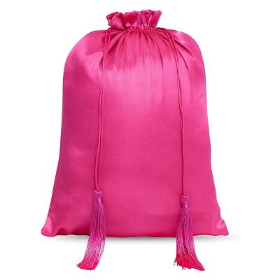 China Satin Reusable Bags For Hair Bundles Drawstring Bags Lingerie Storage Bag Luxury Packaging Custom Logo for sale