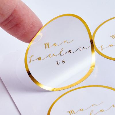 China Shipping Labels Gold Foil Stamping Custom Printed Label Adhesive Tag Sticker Printing Die Cut Sticker for sale