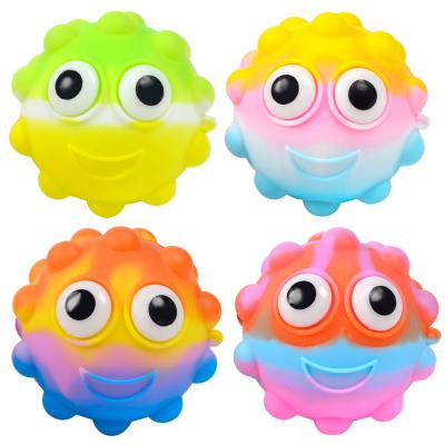 China Popular silicone rat killing ball silicone 3D decompression ball eye grip pinch music duct pioneering decompression toy for sale