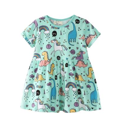 China QUICK DRY hot sale summer boutique babies dresses print short girl's cotton sleeve dress for girls for sale