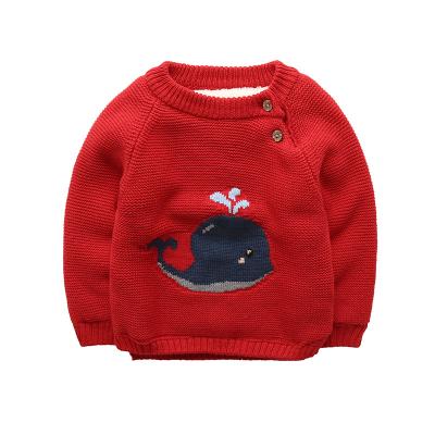 China 100% Cotton Lovely Factory Dolphin Pattern Knitted Sweaters Fleece Infant Clothing Anti-pilling Custom Made Round Collar Sweaters for sale