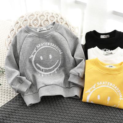 China QUICK DRY Infant Sweatshirt Printed Smile Face Pullovers Loose O-neck Cotton Spring And Autumn Outwear Kids Clothing for sale