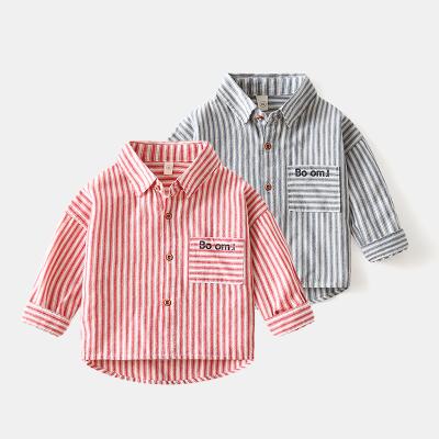 China New Fashion Design Boy's Collared Pocket Front Buttoned Plaid Printed Logo Kids Shirts Anti-pilling by Wholesale Trendy Shirt for sale