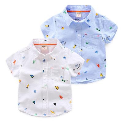 China New Summer Boys Cotton Short Sleeve Shirt Children Cartoon Anti-pilling Casual Shirt for sale