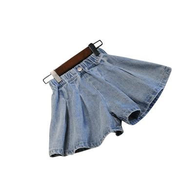 China RTS Breathable Girl Skirt with Comfortable Shorts Jeans Skirt for Girls Light Blue Denim Skirt Elastic Waist Kids Shorts for sale