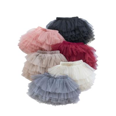 China Pink Mesh Fluffy Kids Girls Tutu Ballet Tutu Skirts Wholesale A Line Polyester Breathable Solid Color for sale