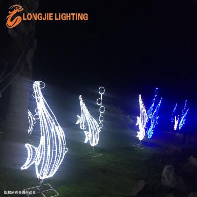 China 2020 rebar+paint+string light+led new holiday decorative christmas steel street metal fish kiss led 3d pattern light for sale