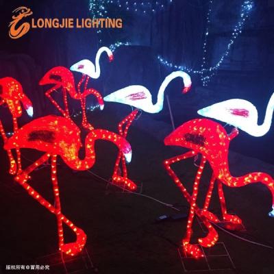 China New 2020 steel rebar+paint+string light+ABS plastic arts crafts outdoor home decor decorative flamingo light for sale