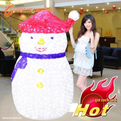 China ABS Environmental Acrylic Products 3D Snowman Figurine Christmas Decoration LED Lights for sale