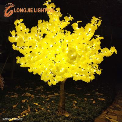 China Environmental pvc/pe H: 2.2M W: 1.8M 1400 LED artificial flowers lit outdoor ginkgo tree for sale