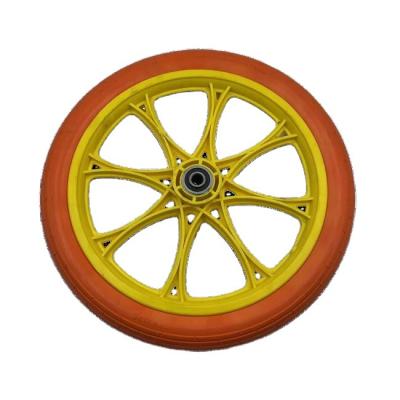 China 16 Inch PU Foam Polyurethane Flat Freewheel For Wheelchair Wheelchair Flat Freewheel for sale