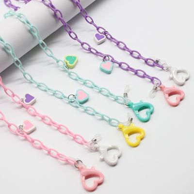 China Fashionable Cute Color Acrylic Sweet Love Acetate Neck Strap Mask Charm Butterfly Jewelry Non-slip Glasses Chains Lanyard for Kids for sale