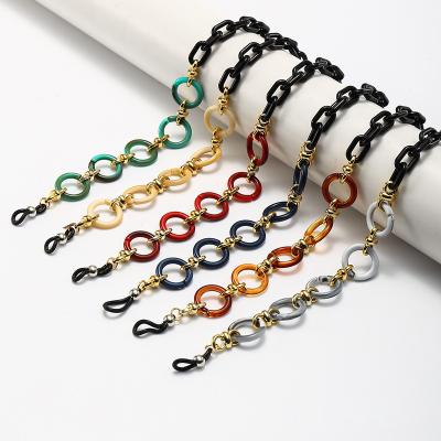 China Wholesale Fashionable Multicolor Acrylic Two Tone Mask Resin Mask Link Chain Sunglasses Custom Jewelry Bag Strap Retro Decoration for sale