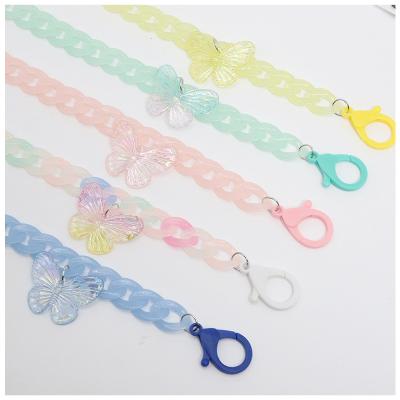 China Resin Jelly Color Chain Jewelry Transparent Candy Color Mask Strap Sunglass Acrylic Butterfly Fashionable Creative Handsome Jewelry for sale