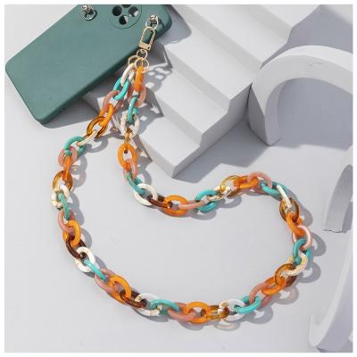 China Fashion Colorful Soft Acrylic Beaded Resin Phone Neck Phone Case Lanyard Jewelry Long Hanging Chain Anti-lost Phone Case for sale