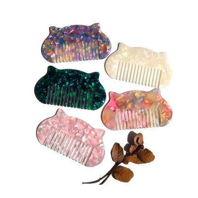 China Hair Decoration Multi Color Detangling Comb Cat Tortoise Shell Marble Cellulose Acetate Wide Tooth Comb For Woman And Girl Accessories Wholesale for sale