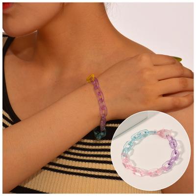 China CLASSIC Custom Wholesale Acrylic Resin Cute Colorful Iridescence Link Bracelet Chain Bangle Bracelets Party Jewelry For Women for sale