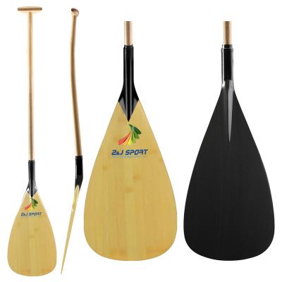 China Ultralight carbon fiber carbon fiber outrigger canoe paddle with bamboo veneer and top bent shaft for sale